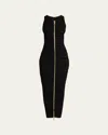 Balmain Sleeveless Cutout Zip Halter Maxi Dress In Black