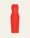 Balmain Sleeveless Cutout Zip Halter Maxi Dress In Red