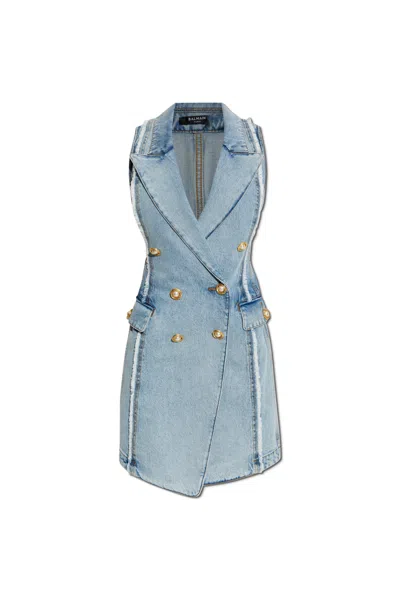 BALMAIN BALMAIN RAW FINISH DENIM DRESS