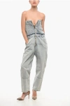 Balmain Sleeveless Denim Jumpsuit In Blue