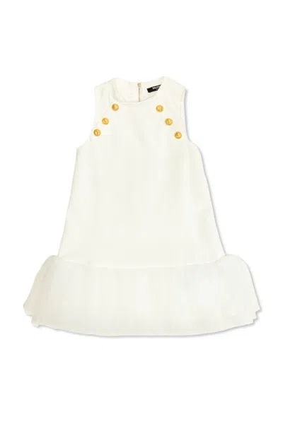 Balmain Kids' Sleeveless Dress In White