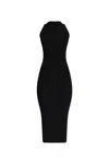 Balmain Cutout Ribbed-knit Halterneck Midi Dress In Black