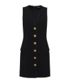 Balmain V-neck Button-front Minidress In Black