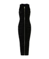Balmain Knitted Cutout Midi Dress In Black