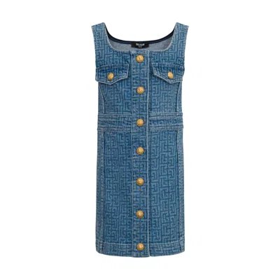 Balmain Sleeveless Dress In Blue