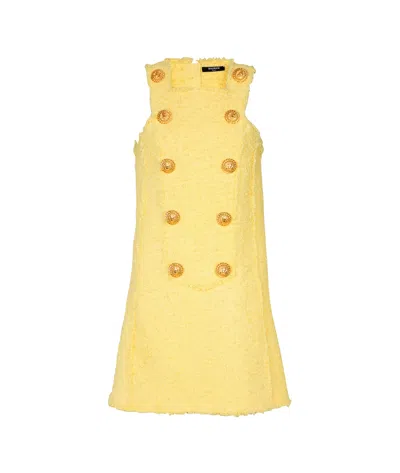 Balmain Sleeveless Dress In Yellow