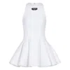 Balmain Sleeveless Flared Pleated Mini Dress In White