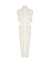 Balmain Sleeveless Lambskin Jumpsuit In White