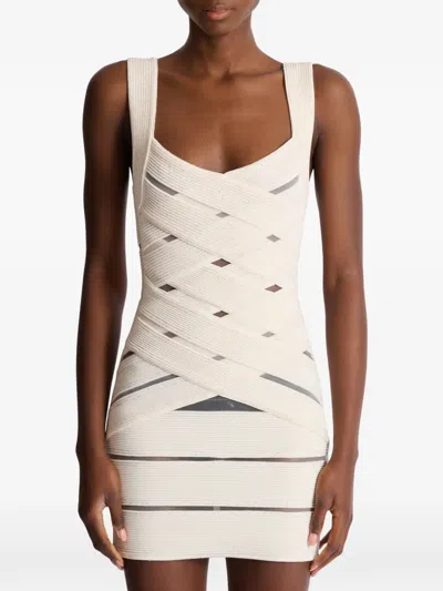Balmain Sleeveless Mini Dress In White