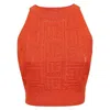 Balmain Sleeveless Monogram Mesh Top In Orange