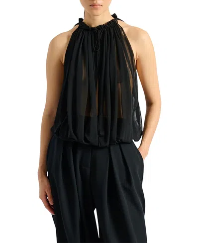 Balmain Sleeveless Muslin Top In Black