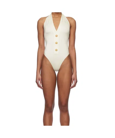 Balmain Button-detailing One-piece In White