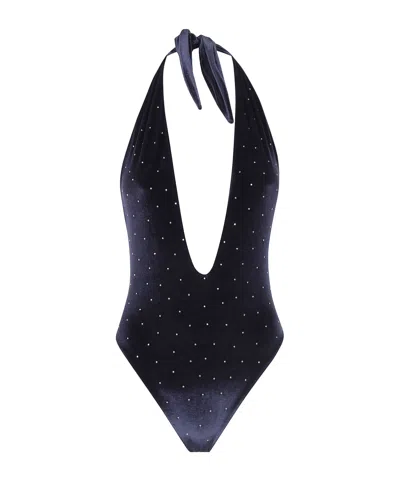 Balmain Sleeveless One-piece Swimsuit In Blue