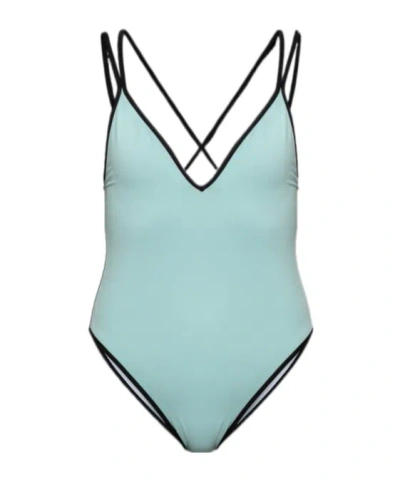 Balmain Sleeveless One-piece Swimsuit In Blue