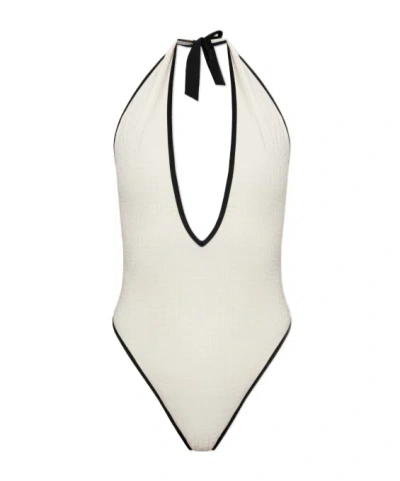 Balmain Sleeveless One-piece Swimsuit In White