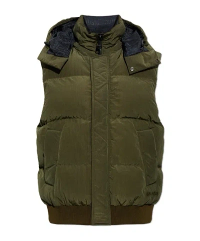 Balmain Sleeveless Padded Jacket In Green