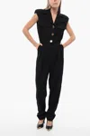Balmain Sleeveless Pleated Jumpsuit In Black