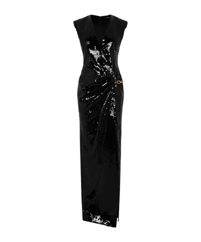 Balmain Sleeveless Sequin Maxi Evening Dress In Black