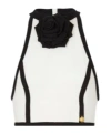 Balmain Rose-appliqué Halterneck Top In White