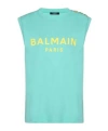 Balmain Organic Cotton Logo Tank Top In Blue