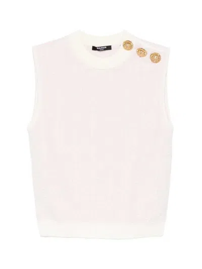 BALMAIN BALMAIN SLEEVELESS TOP WITH BUTTON
