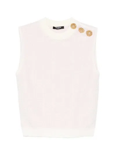 BALMAIN SLEEVELESS TOP WITH BUTTON