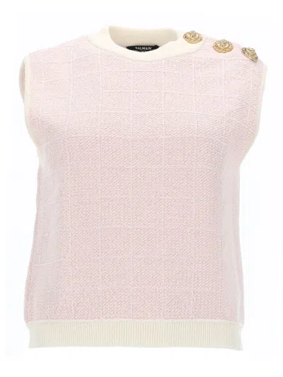 BALMAIN BALMAIN SLEEVELESS TOP WITH JEWEL BUTTONS