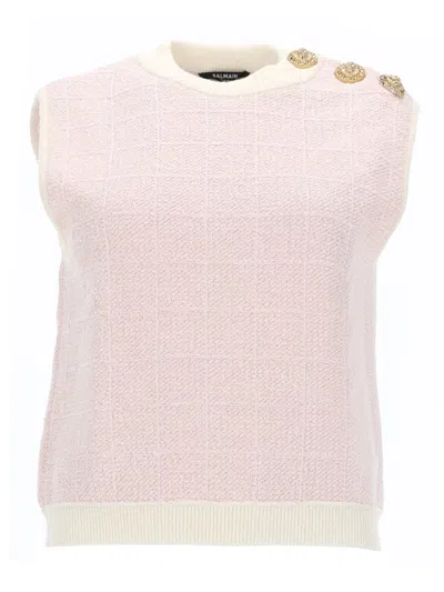 BALMAIN BALMAIN SLEEVELESS TOP WITH JEWEL BUTTONS