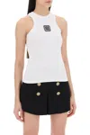 Balmain Fitted Cotton Racerback Top In White