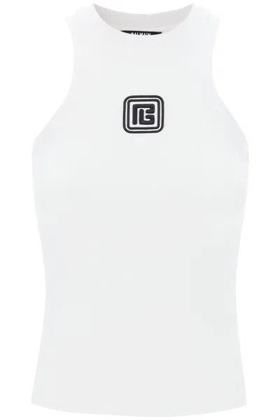 Balmain White Retro Pb Tank Top