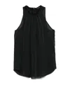 Balmain Pleated Sleeves With Sheer Panels In Black
