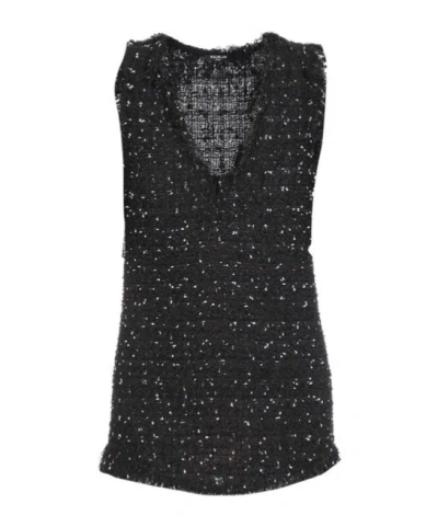 BALMAIN BALMAIN SEQUINNED TWEED TANK TOP