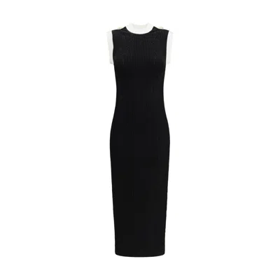 BALMAIN BALMAIN SLEEVELESS TORSADE KNIT LONG WOMEN'S DRESS