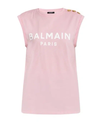BALMAIN BALMAIN LOGO PRINTED CREWNECK TANK TOP