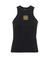 Balmain Sleeveless Top With Pb In Black