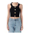 Balmain Button Embellished Cropped Top In Blue