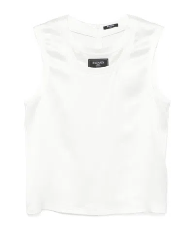 Balmain Sleeveless Vest In White
