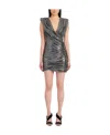 Balmain Short Draped Jersey Dress With Silver Sequins In Nude