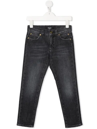 Balmain Kids' Slim-cut Denim Jeans In 灰色