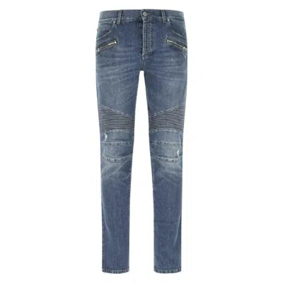 Balmain Slim Cut Denim Jeans In Blue
