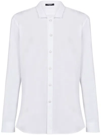 Balmain Slim-cut Poplin Shirt In White