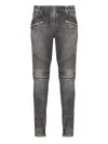 Balmain Straight Trousers With Distressed Finish And Zip Pockets In Gray