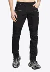 Balmain Cotton Blend Black Denim Jeans With Multi-pocket Design In Black