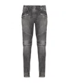 Balmain Straight Trousers With Distressed Finish And Zip Pockets In Gray