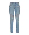 Balmain Slim-fit Biker Ribbed Jeans In Blue