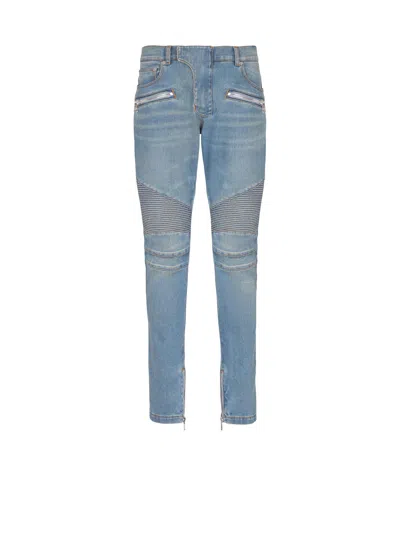 Balmain Slim-fit Biker Trousers In Denim In Blue