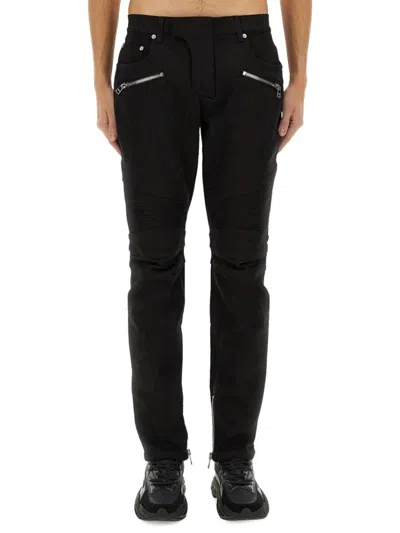 BALMAIN BALMAIN SLIM-FIT BLACK DENIM BIKER JEANS