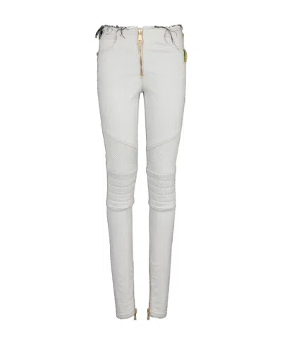 Balmain Slim-fit Ribbed Jeans In White