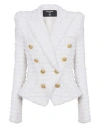 Balmain White Double-breasted Jacket With Peak Lapels And Logo Buttons In White