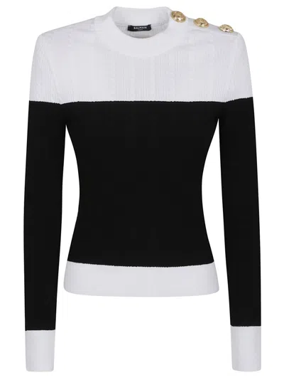 BALMAIN BALMAIN SLIM-FIT TWO-TONE KNITTED TOP